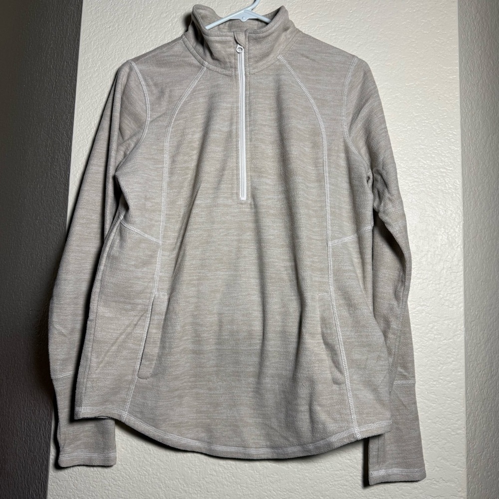 St Johns Bay Jacket Womens Medium Beige quarter Zip size M